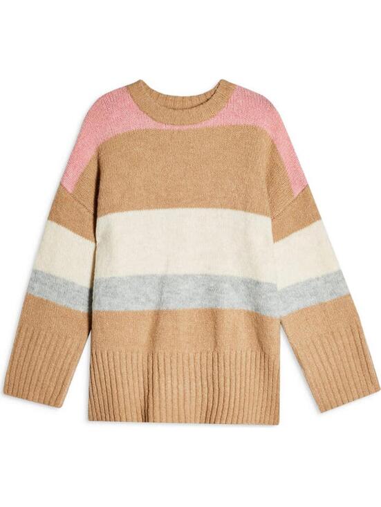 Topshop Sweaters - Topshop Supersoft Fuzzy Brushed Striped Sweater Oversized Cozy Knit Size 14 XL